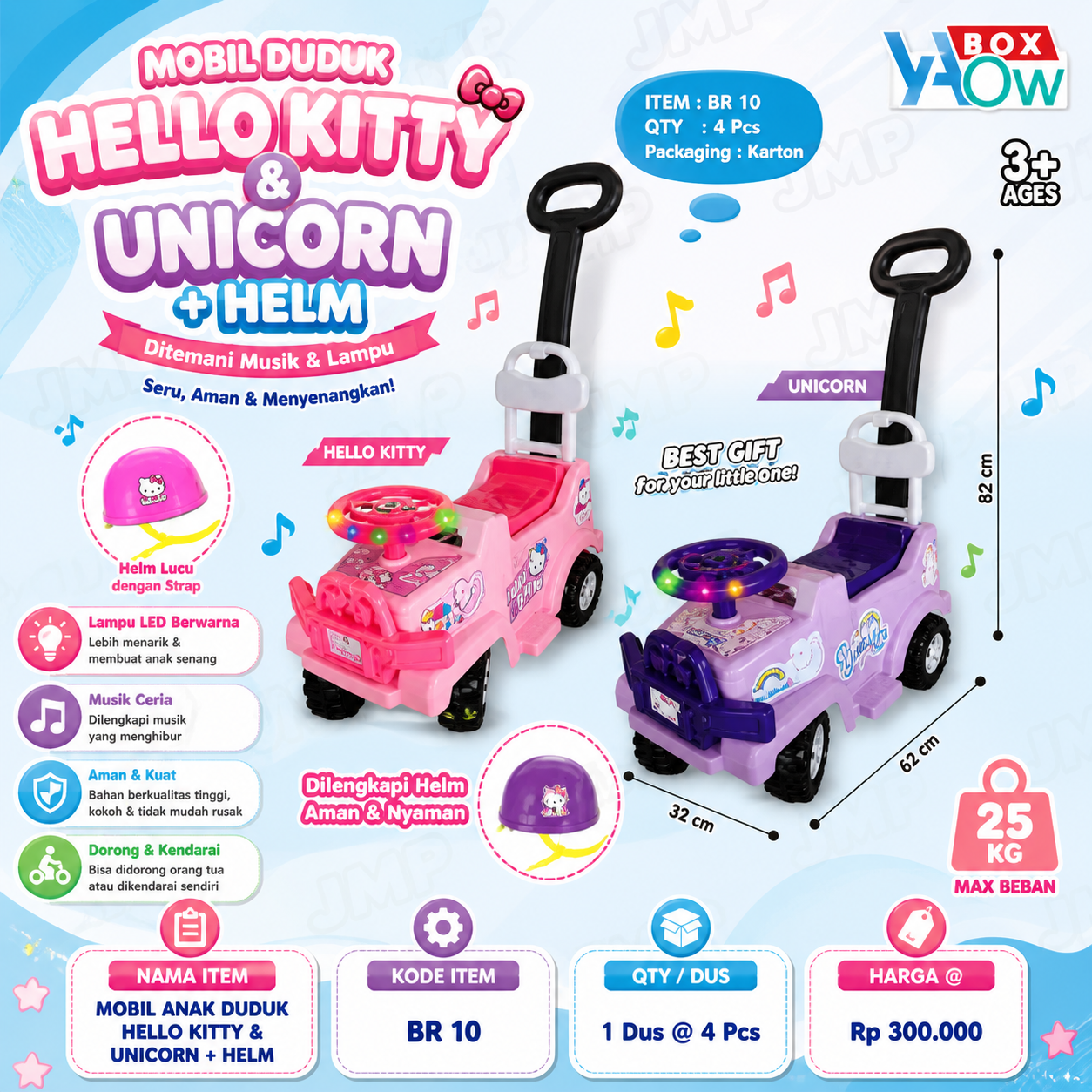 Mobil Duduk Hello Kity & Unicorn + Helm - BR10